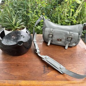 Coach Leather Turn-Lock Shoulder Bag Style No. Z17195 (M1069-Z17195) – Grey